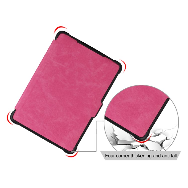 Crazy Horse Texture Anti-shock Leather Flip Cover for Amazon Kindle Paperwhite 3/2/1 - Rose-6