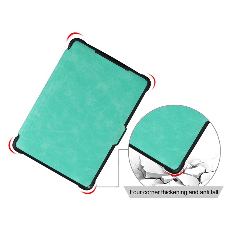 Crazy Horse Texture Anti-shock Leather Flip Shell for Amazon Kindle Paperwhite 3/2/1 - Cyan-6