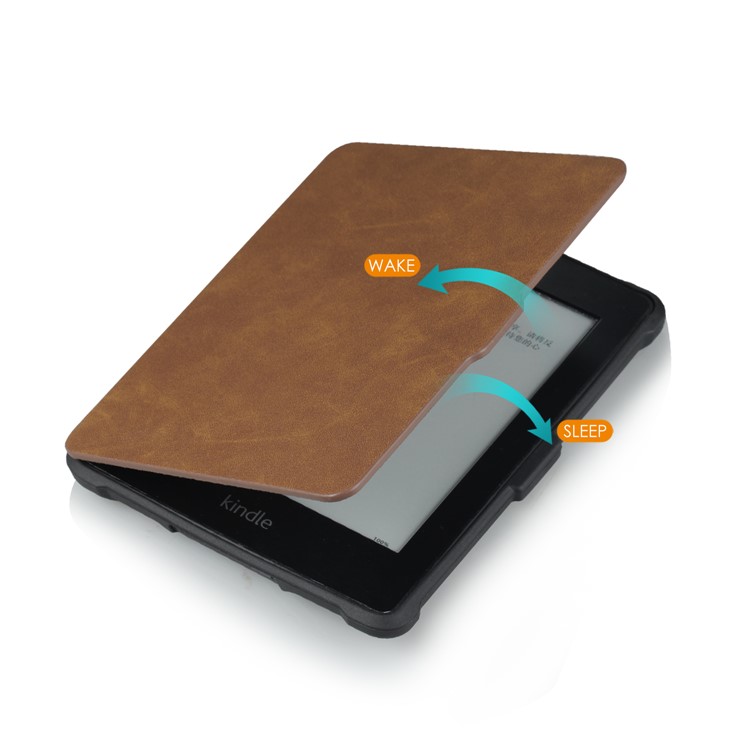 Crazy Horse Texture Anti-shock Leather Flip Protective Case for Amazon Kindle Paperwhite 3/2/1 - Brown-5