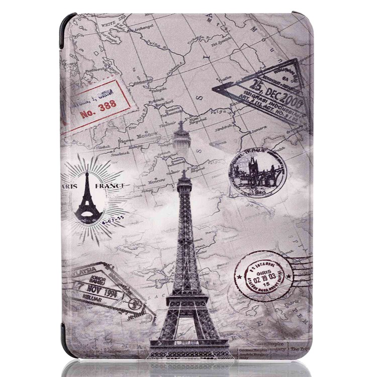 Smart Leather Flip Case for Amazon Kindle Voyage - Eiffel Tower and Map-2