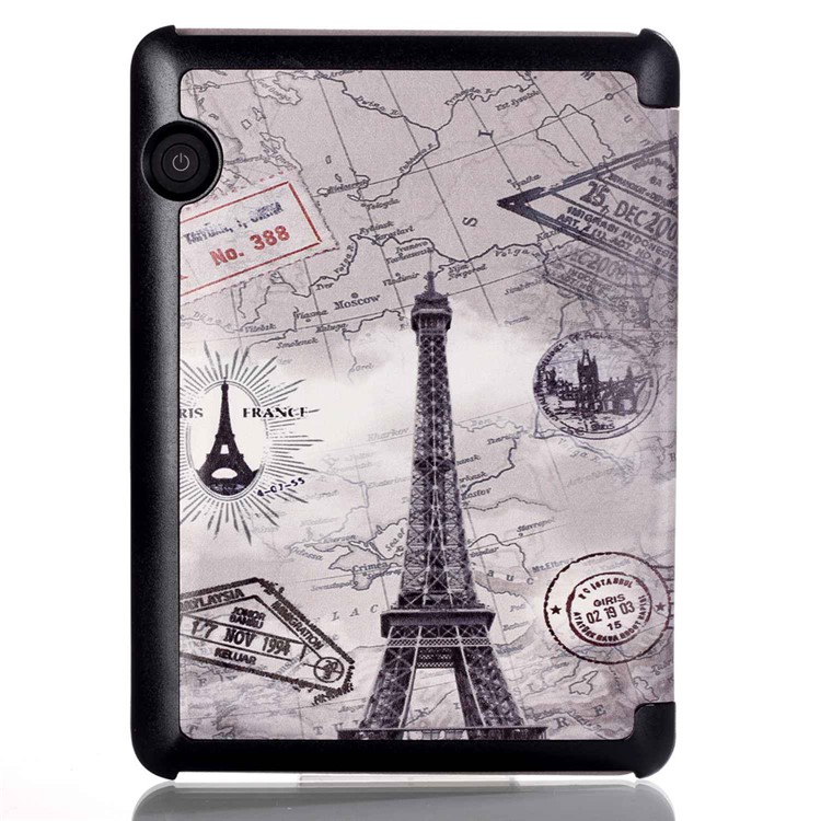 Smart Leather Flip Case for Amazon Kindle Voyage - Eiffel Tower and Map-3