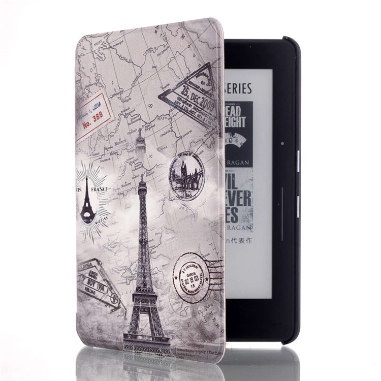 Smart Leather Flip Case for Amazon Kindle Voyage - Eiffel Tower and Map-4