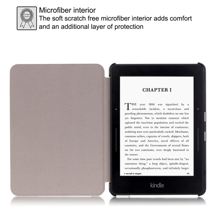 Smart Leather Flip Case for Amazon Kindle Voyage - Eiffel Tower and Map-7