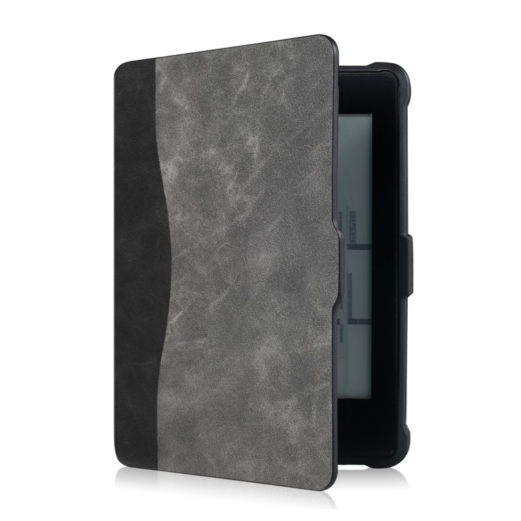 Two-tone Smart Leather Case for Amazon Kindle Paperwhite - Black + Grey-4
