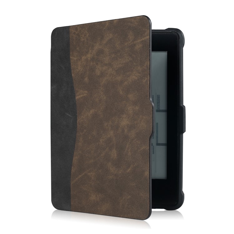 Two-tone Smart Leather Cover for Amazon Kindle Paperwhite - Black + Brown-4