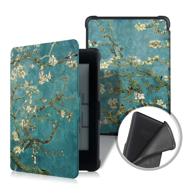 Pattern Printing Smart Leather Shell for Amazon Kindle Paperwhite - Wintersweet Flowers-1