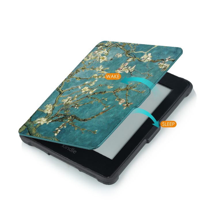 Pattern Printing Smart Leather Shell for Amazon Kindle Paperwhite - Wintersweet Flowers-5