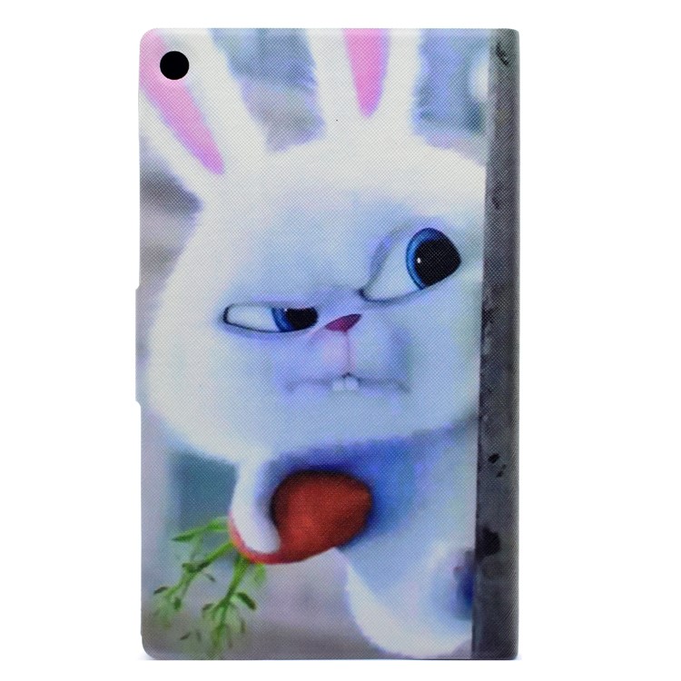 Pattern Printing Leather Stand Case for Amazon Fire HD 8 (2017) - Rabbit Holding Carrot-3