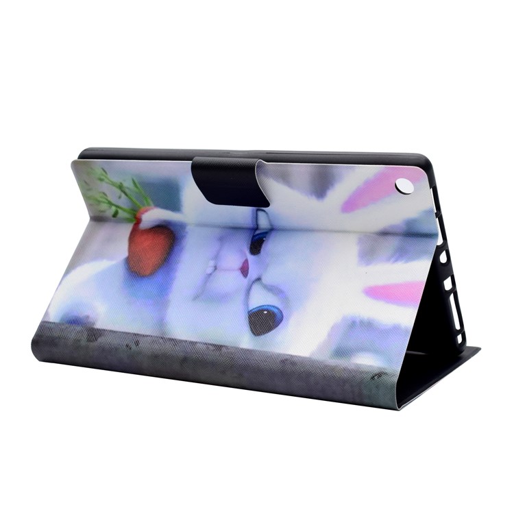 Pattern Printing Leather Stand Case for Amazon Fire HD 8 (2017) - Rabbit Holding Carrot-7