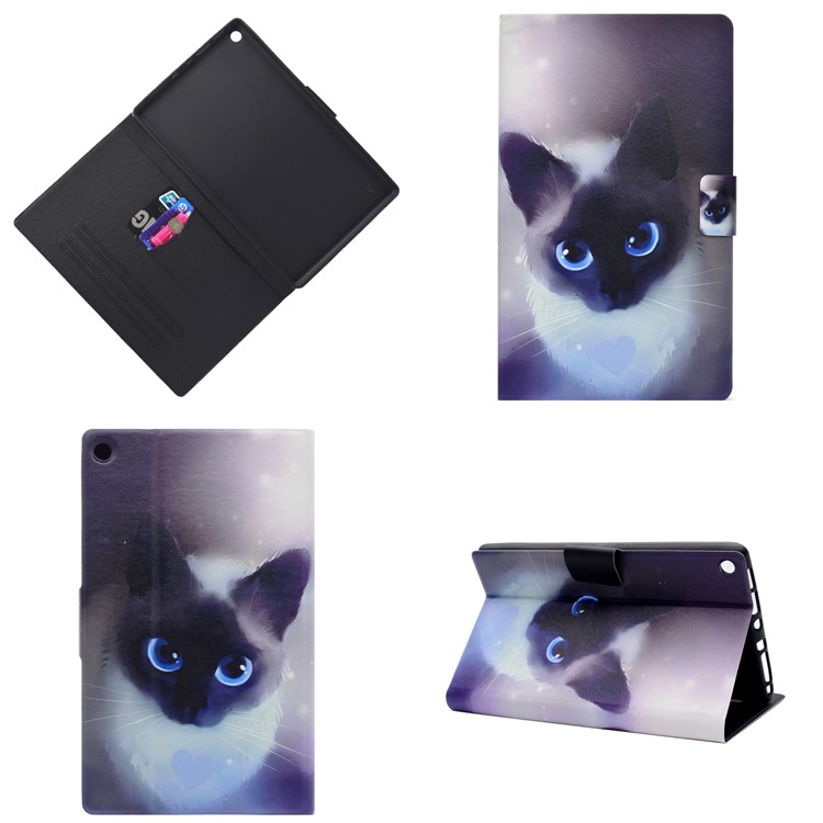 Pattern Printing Leather Stand Cover for Amazon Fire HD 8 (2017) - Cute Cat-1