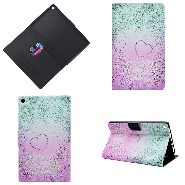 Pattern Printing Leather Stand Protector Cover for Amazon Fire HD 8 (2017) - Glitter and Heart-1