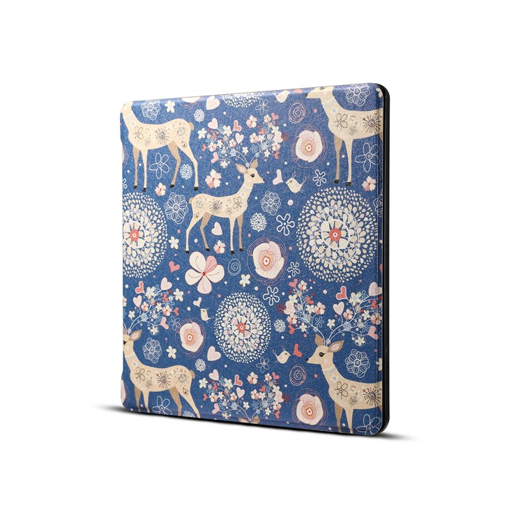 Patterned Leather Folio Smart Case for Amazon Kindle Oasis 7-inch (2017) - Elk and Flower-1