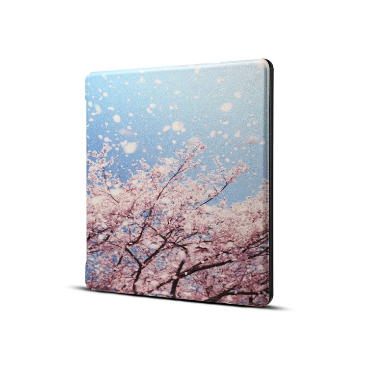 Patterned Leather Folio Smart Protective Case for Amazon Kindle Oasis 7-inch (2017) - Cherry Blossoms-1