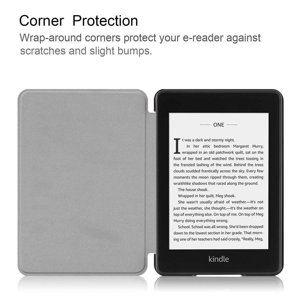 Auto-wake/sleep PU Flip de Cuero Para Amazon Kindle Paperwhite 4 (2018) - Negro