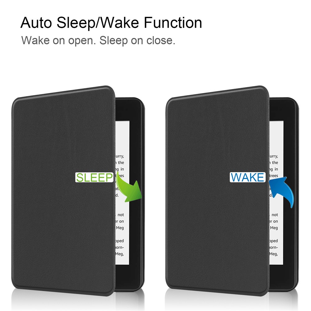 Auto-Wake / Sleep PU-Leder-Etui Für Amazon Kindle Paperwhite 4 (2018) - Schwarz-7