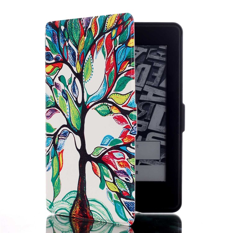 Smart Leather Flip Case for Amazon Kindle Paperwhite 3/2/1 - Colorful Tree-4