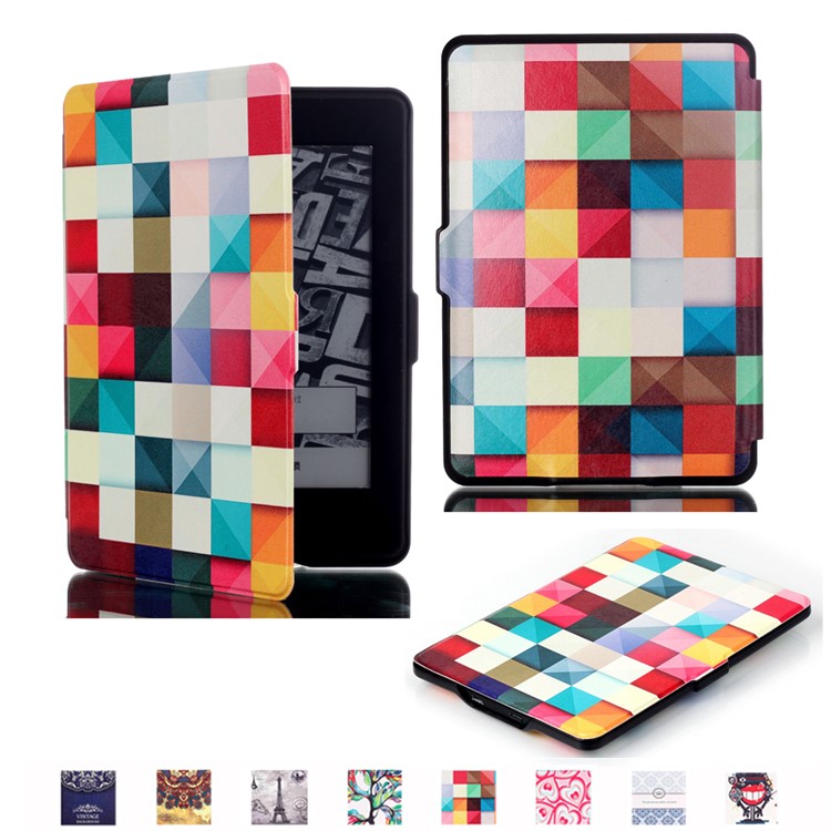 Smart Leather Flip Shell for Amazon Kindle Paperwhite 3/2/1 - 3D Effect Pattern-1