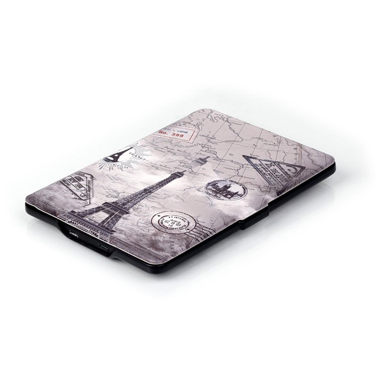 Smart Leather Flip Case for Amazon Kindle Paperwhite 3/2/1 - Eiffel Tower and Map-5