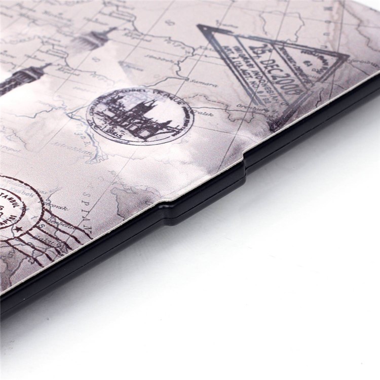 Smart Leather Flip Case for Amazon Kindle Paperwhite 3/2/1 - Eiffel Tower and Map-8