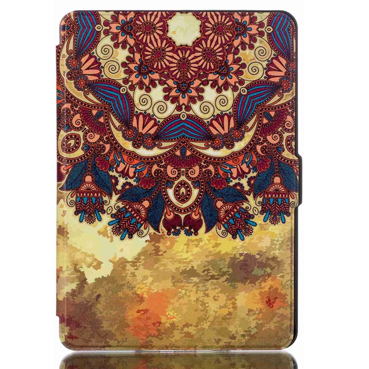 Smart Leather Flip Case for Amazon Kindle Paperwhite 3/2/1 -Vintage Flower-2