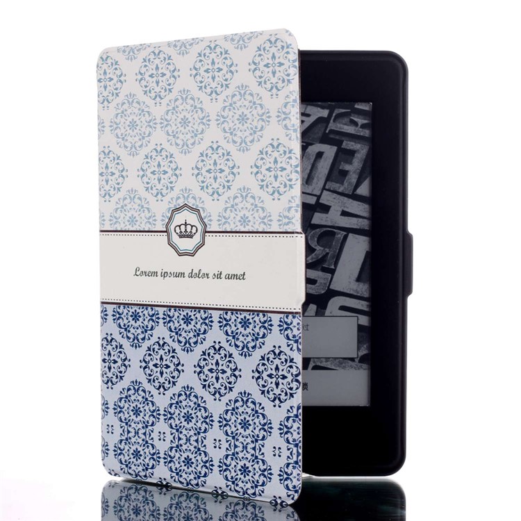 Smart Leather Flip Case for Amazon Kindle Paperwhite 3/2/1 - Retro Flower-4