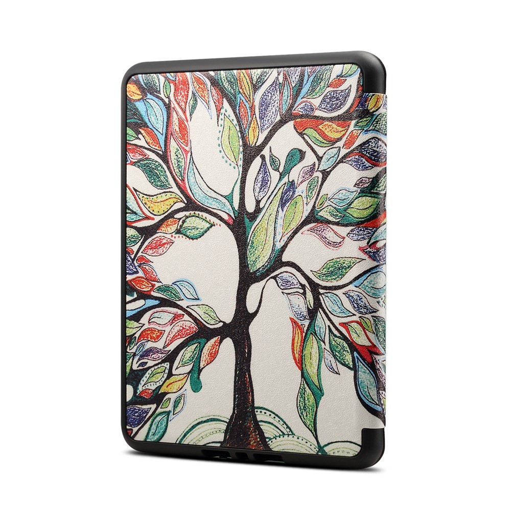 Gemusterte PU-Leder-Smart-Schutzhülle Für Amazon Kindle Paperwhite 4 (2018) - Bunter Baum-2