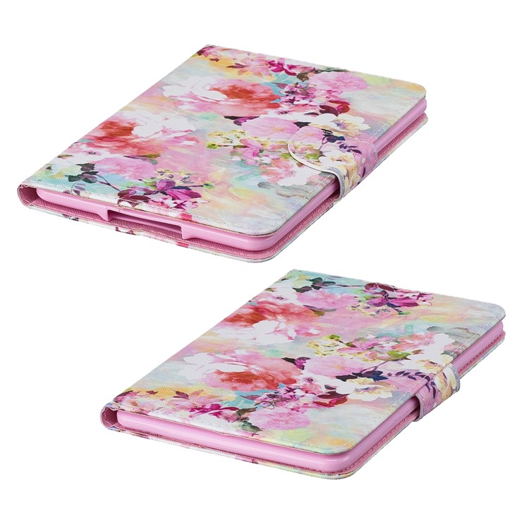 Pattern Printing Leather Wallet Stand Case for Amazon Kindle Paperwhite 4/3/2/1 - Pretty Flowers-8