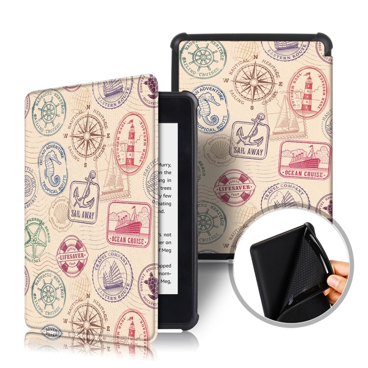 Pattern Printing Smart Leather Stand Case for Amazon Amazon Kindle Paperwhite 4 (2018) - Postmark-1