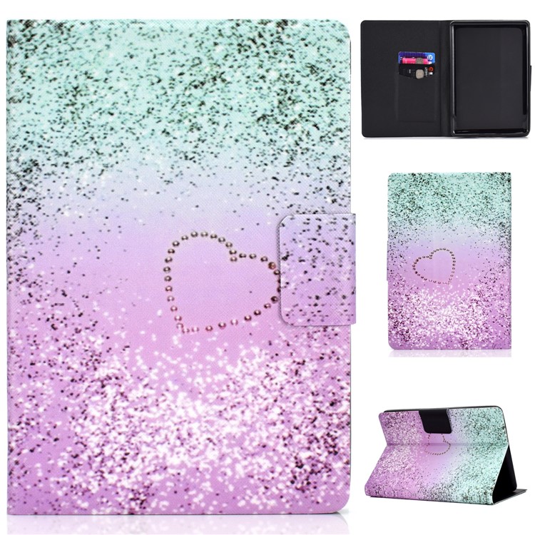 Pattern Printing PU Leather + TPU Stand Tablet Cover for Amazon All-New Kindle (2019) - Love Heart Quicksand-1