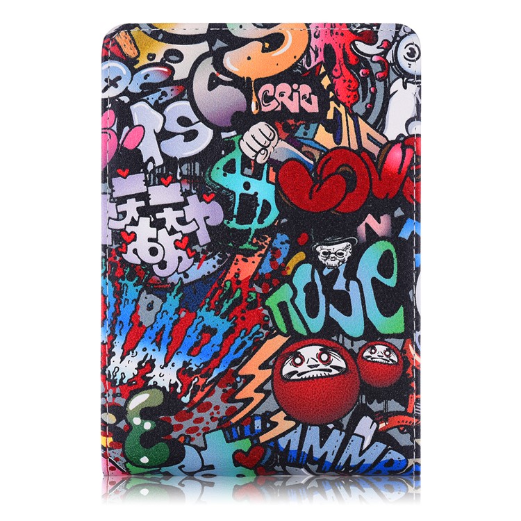 Pattern Printing PU Leather Stand Case with Hand Strap for Amazon Kindle Paperwhite 4/3/2/1- Graffiti-2