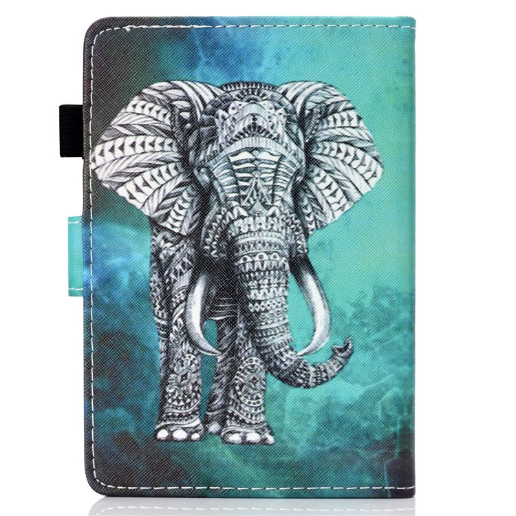 Pattern Printing Card Slots Stand Flip Leather Tablet Case with Stylus Pen Holder for Amazon All-New Kindle (2019) - Elephant-4