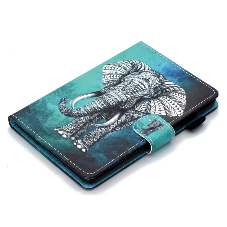 Pattern Printing Card Slots Stand Flip Leather Tablet Case with Stylus Pen Holder for Amazon All-New Kindle (2019) - Elephant-8