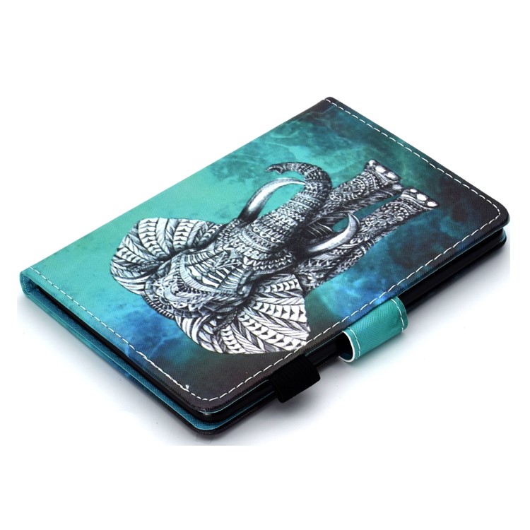 Pattern Printing Card Slots Stand Flip Leather Tablet Case with Stylus Pen Holder for Amazon All-New Kindle (2019) - Elephant-9