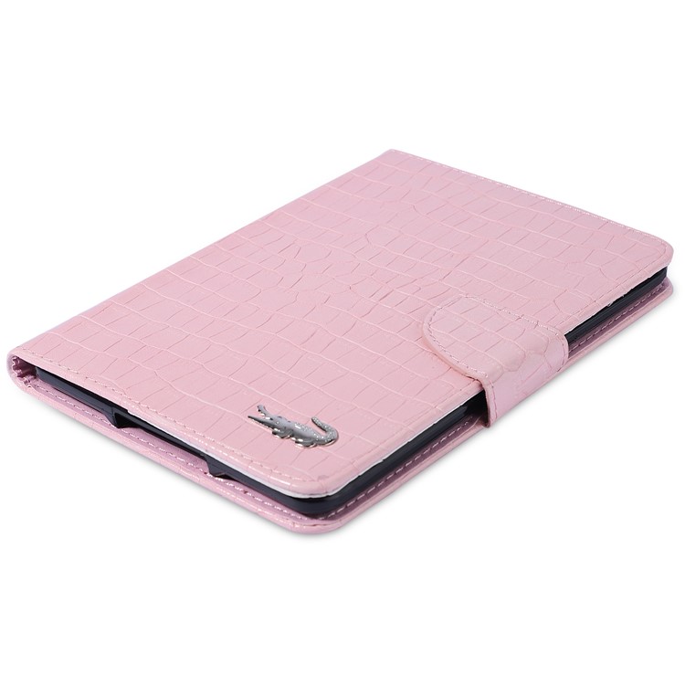 Crocodile Skin Wallet Stand Leather Tablet Case for Amazon Kindle Paperwhite 1/2/3/4 - Pink-3