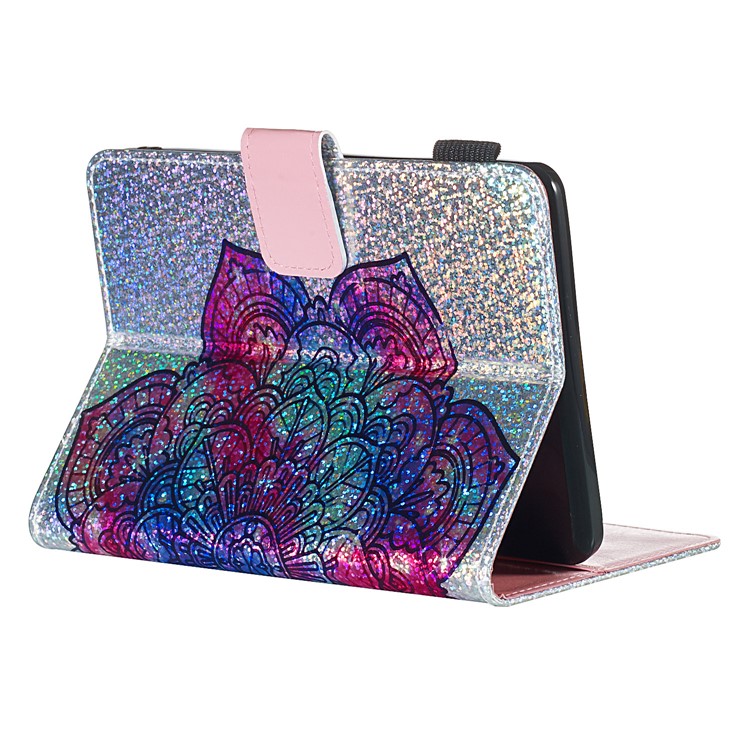 Pattern Printing Glitter Sequins Leather Wallet Case Cover for Amazon New Kindle 658 6 Inch (10th Generation 2019) - Mandala Flower-2