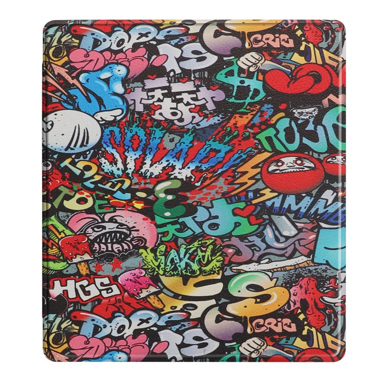 Pattern Printing Stand Leather Tablet Protective Case for Amazon Kindle Oasis (2019) - Cartoon Graffiti-2