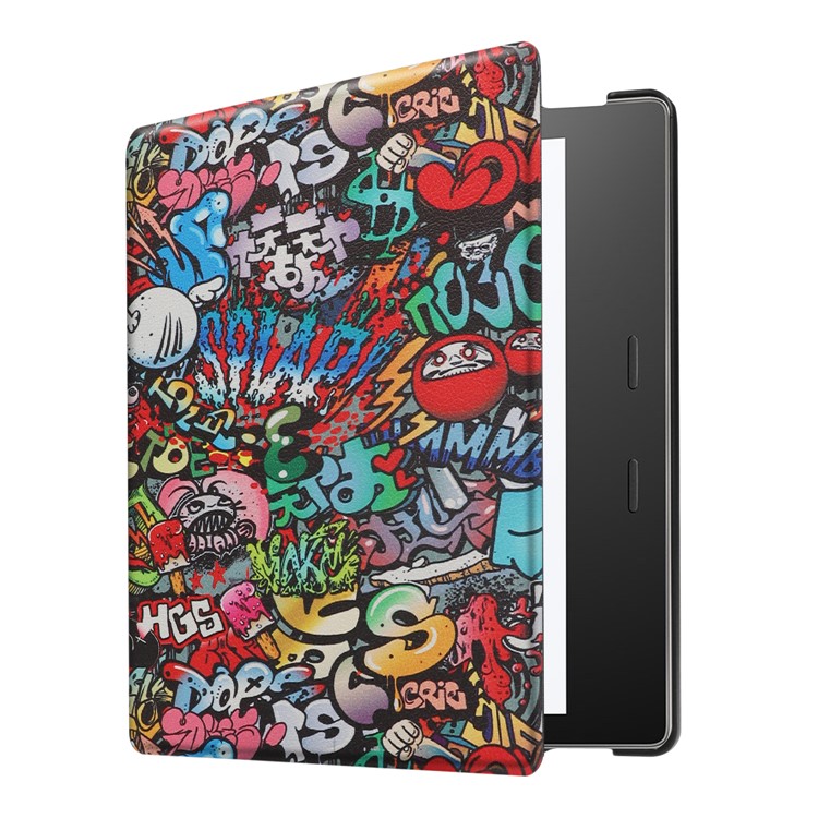 Pattern Printing Stand Leather Tablet Protective Case for Amazon Kindle Oasis (2019) - Cartoon Graffiti-5