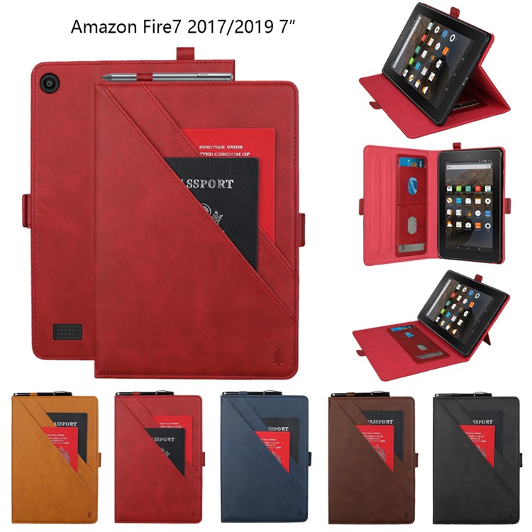 For Amazon Fire 7 (2017) Double Stands Leather Tablet Shell Cover - Black-9