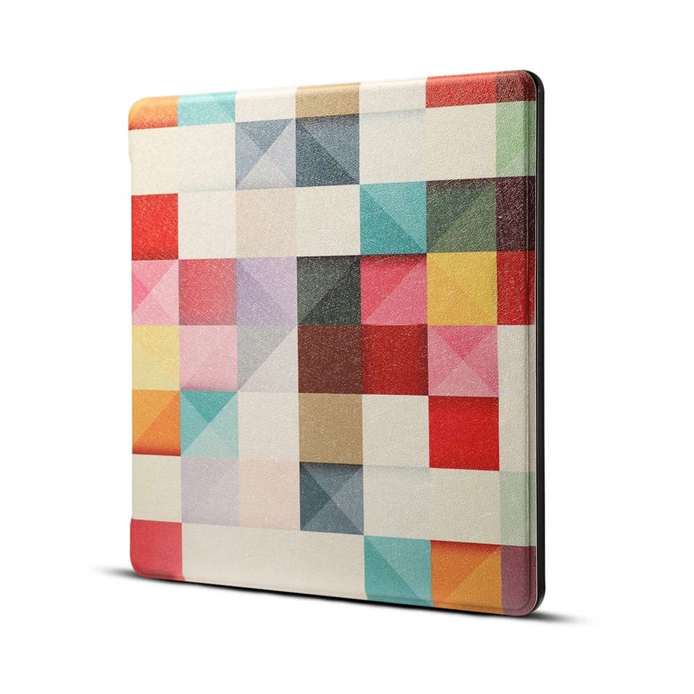 Custodia Per Tablet In Pelle Con Stampa Fantasia Per Amazon Kindle Oasis 7 Pollici (2019) - Diagramma Geometrico Colorato-1