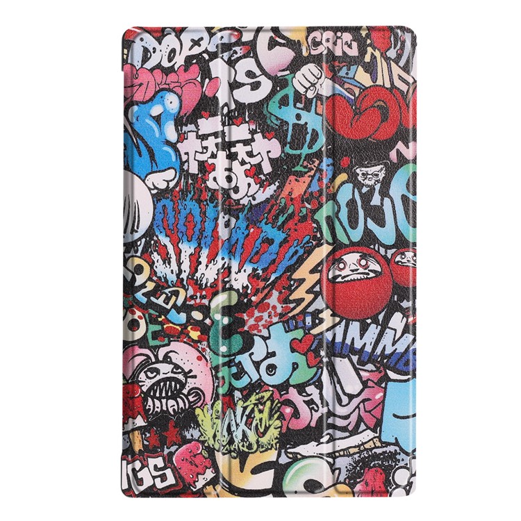 Pattern Printing Leather Tablet Cover with Tri-fold Stand for Amazon Fire HD 10 (2019) - Graffiti Pattern-2