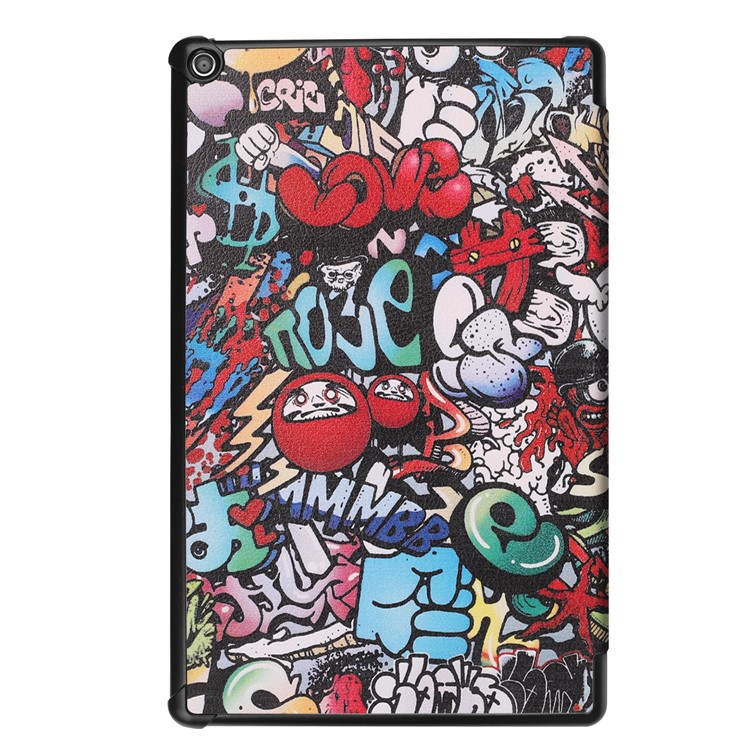 Pattern Printing Leather Tablet Cover with Tri-fold Stand for Amazon Fire HD 10 (2019) - Graffiti Pattern-3