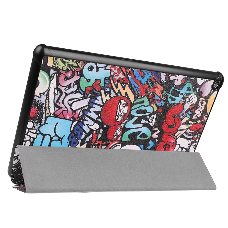 Pattern Printing Leather Tablet Cover with Tri-fold Stand for Amazon Fire HD 10 (2019) - Graffiti Pattern-6