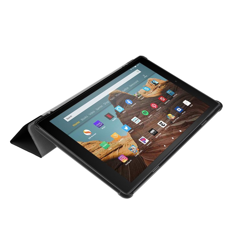 Tri-fold Stand Leather Tablet Case for Amazon Fire HD 10 (2019) - Black-4