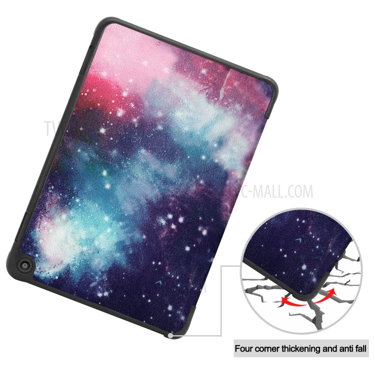 Pattern Printing PU Leather Tri-fold Stand Tablet Case for Amazon All-new Fire HD 8 (2020) - Cosmic Space-7