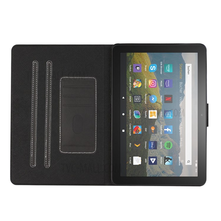 PU Leather Tablet Cover Case with Card Holder for Kindle Fire HD 8 2020/HD 8 Plus 2020 - Black-5