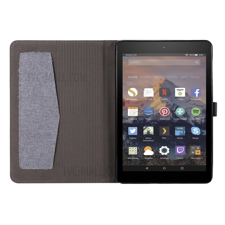 Cloth Texture Card Slots Leather Tablet Cover for Amazon All-new Fire HD 8 (2020) - Grey-6