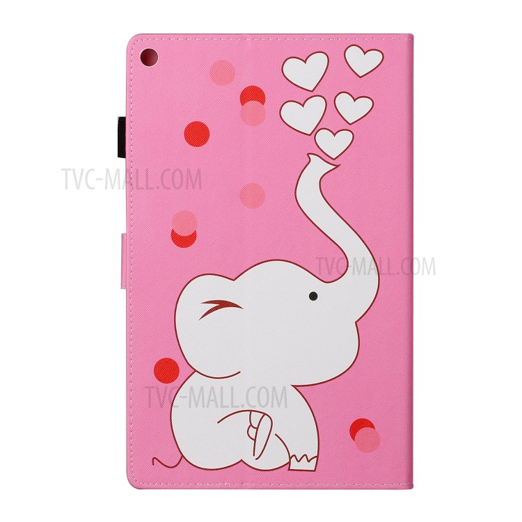 Pattern Printing Leather Shell Protective Case with Card Slots for Amazon Fire HD 8 (2020) - Elephant-3