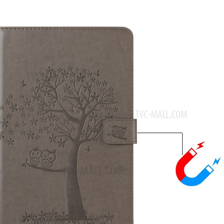 Imprint Tree and Owls Flip Leather Wallet Tablet Case for Amazon Kindle Fire HD 8 (2020) - Grey-8