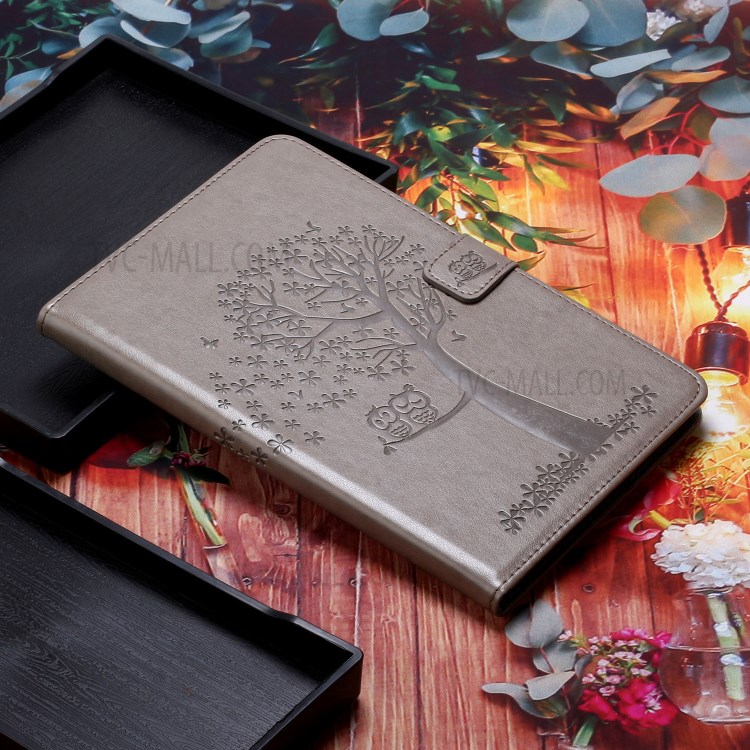 Imprint Tree and Owls Flip Leather Wallet Tablet Case for Amazon Kindle Fire HD 8 (2020) - Grey-9