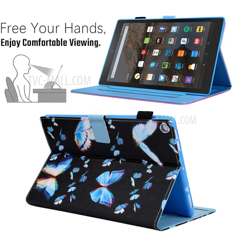 Pattern Printing Card Slots Flip Leather Tablet Case for Amazon Fire HD 10 (2017)/(2019) - Butterflies-4